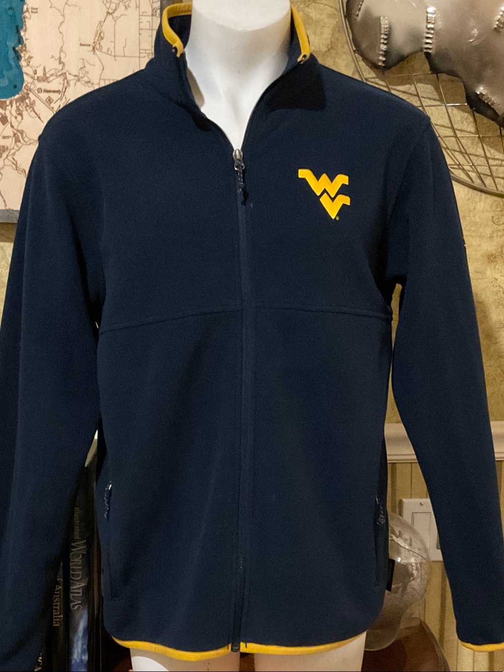 Columbia West Virginia Men's Navy Full-Zip Jacket with Yellow Logo. Large